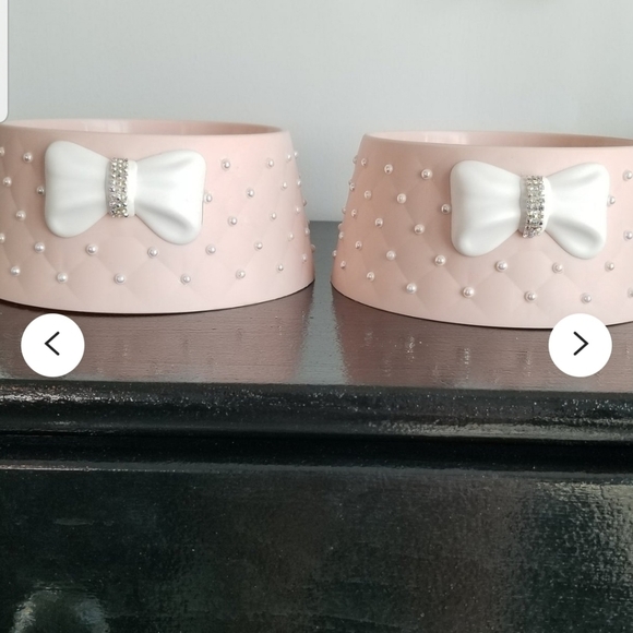 Pink bling pearl pet bowls - Picture 3 of 7